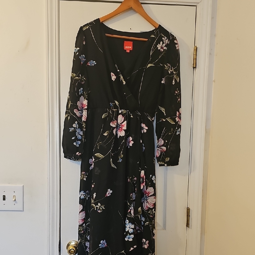 Melrose and Market Black Bishop Sleeve V-Neck Sundress